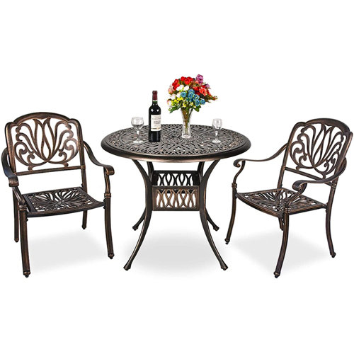 Fleur De Lis Living Emely 2 Person Patio Dining Table,Cast Aluminum